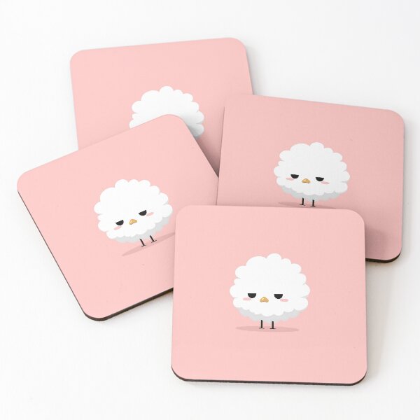 Item preview, Adorable Fluffy White Bird on Pink Minimalist Background designed and sold by GoldenTealArts.