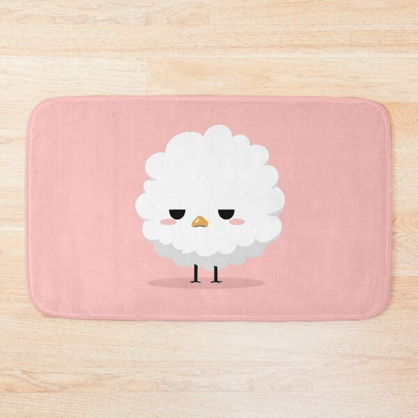 Item preview, Adorable Fluffy White Bird on Pink Minimalist Background designed and sold by GoldenTealArts.