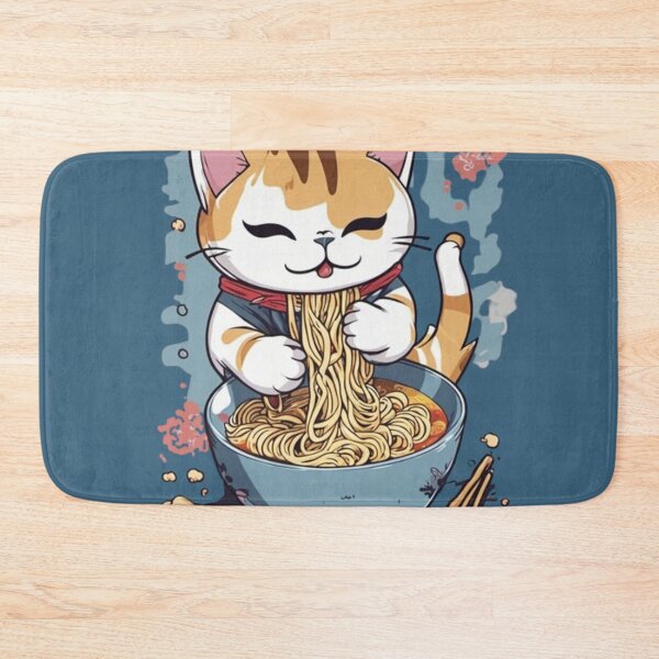 Item preview, Kawaii cat eating Ramen: design 7 designed and sold by MeowLoka ⭐⭐⭐⭐.