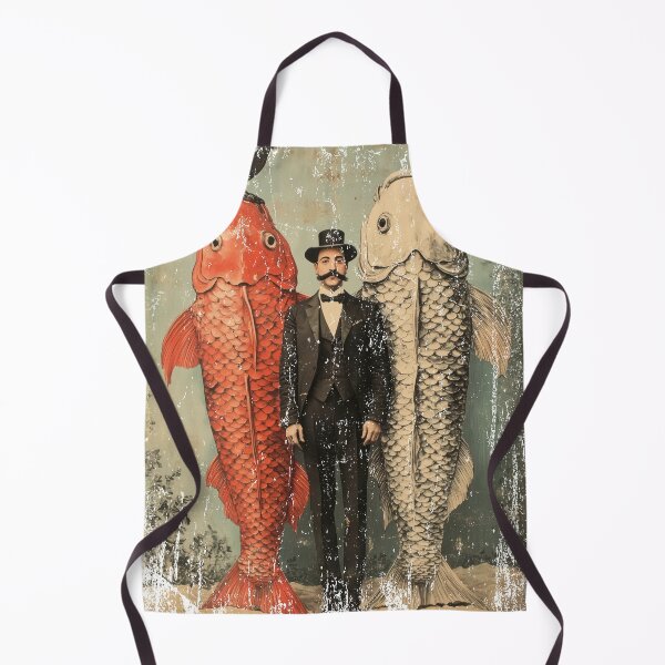 Item preview,  The oil painting, elegant man standing next to two giant fish designed and sold by Gaviani Design Studio.