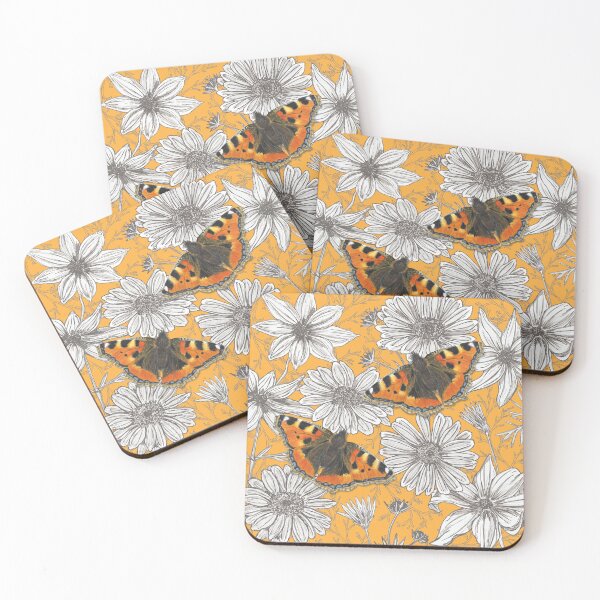 Item preview, Small Tortoiseshell Butterflies on Yellow designed and sold by lottibrown.