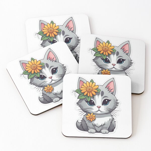 Item preview, cute cat with flower designed and sold by MeowLoka ⭐⭐⭐⭐.