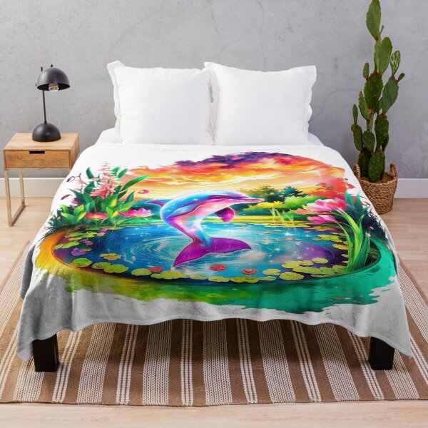 Item preview, Vibrant Dolphin in Dreamy Sunset Pond designed and sold by ZetaDream.