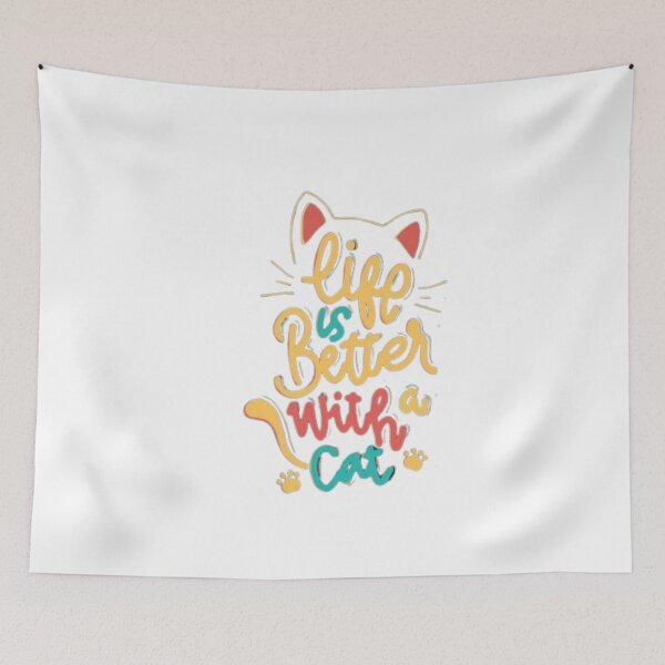 Item preview, life us better with a cat  designed and sold by MeowLoka ⭐⭐⭐⭐.