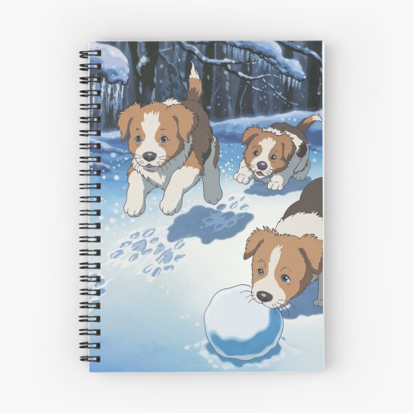 Item preview, Cute Brittany dog puppies playing in the snow designed and sold by DamioPolArt.