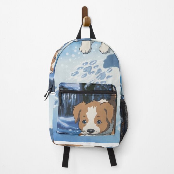 Item preview, Cute Brittany dog puppies playing in the snow designed and sold by DamioPolArt.