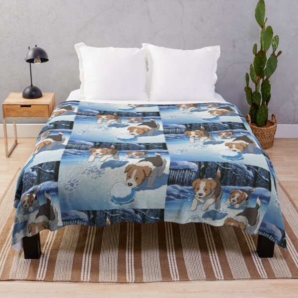 Item preview, Cute Brittany dog puppies playing in the snow designed and sold by DamioPolArt.