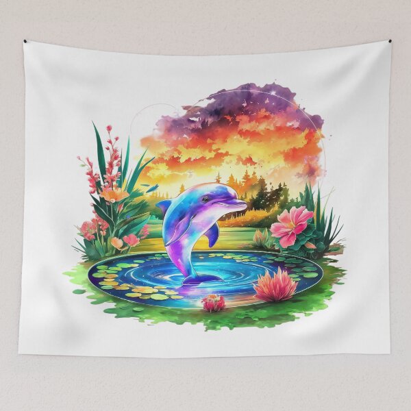 Item preview, Galactic Dolphin in Sunset Oasis designed and sold by ZetaDream.