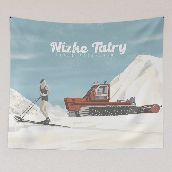 Item preview, Retro skier in the Tatra mountains - Nízke Tatry designed and sold by WHTDG.