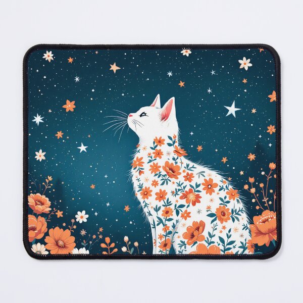 Item preview, Floral Cat Gazing at the Stars- AI Art designed and sold by DanielC89.