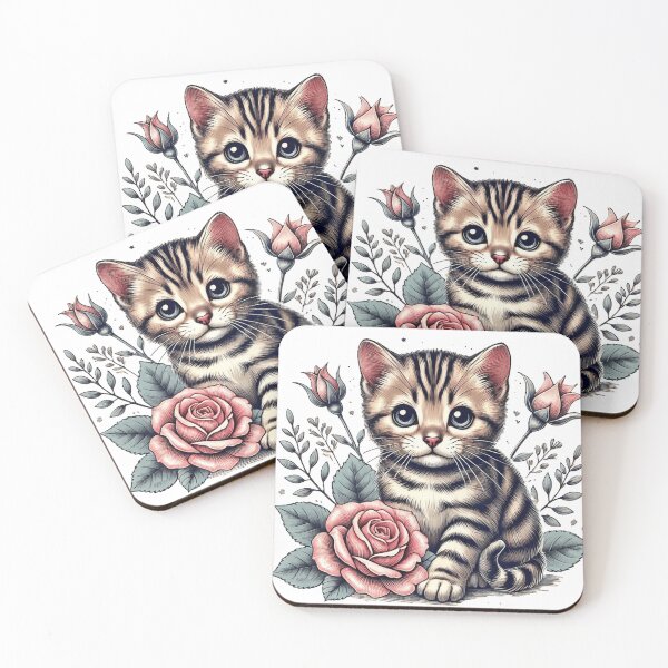 Item preview, Adorable Bengal kitten with flowers designed and sold by nicnacc.