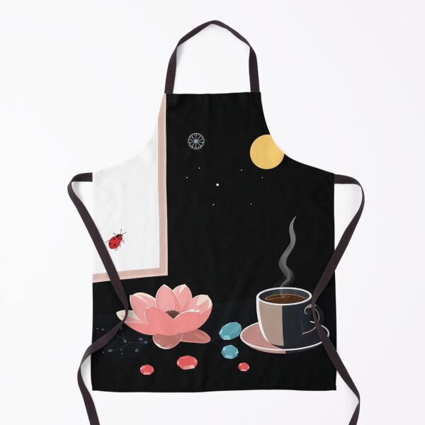 Item preview, Ladybug in a midnight scene with coffee mug and zen lotus designed and sold by meow4marrow.