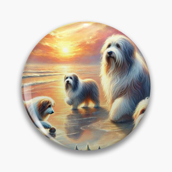 Item preview, Bearded Collie on the beach at sunset designed and sold by DamioPolArt.