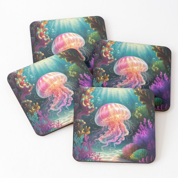Item preview, Ethereal Jellyfish in Vibrant Coral Wonderland designed and sold by ZetaDream.