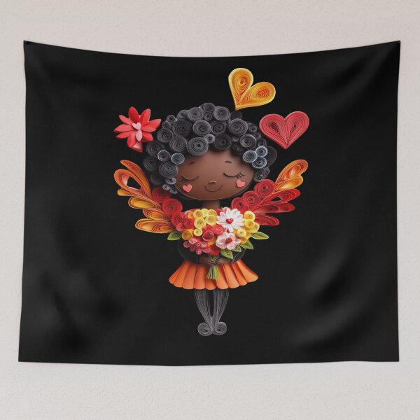Item preview, African American Cute Cupid Girl designed and sold by PrintsByFrank.