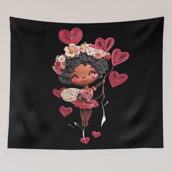 Item preview, African American Cute Cupid Girl designed and sold by PrintsByFrank.