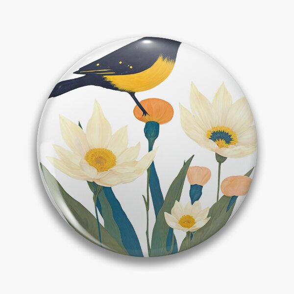 Item preview, T-Shirt Design Trending: SISKIN ON FLOWERS designed and sold by ForeverPrintsOK.
