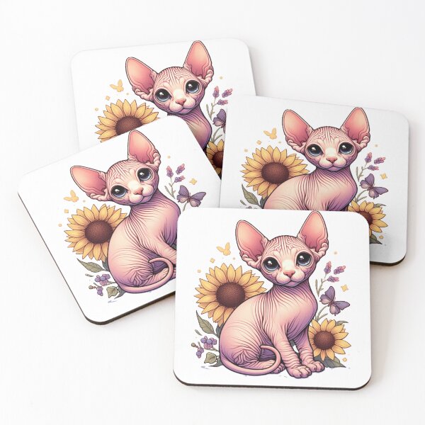 Item preview, Adorable sphinx kitten with sunflowers designed and sold by nicnacc.