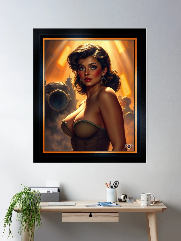 Timeless Golden Age Sci-Fi Glamour Portrait of Dahlia AI Concept Art by Xzendor7 | A Captivating Beauty 2 Timeless Golden Age Sci-Fi Glamour Portrait of Dahlia Mesmerizing AI Concept Art by Xzendor7 Room Decor Poster Art Print