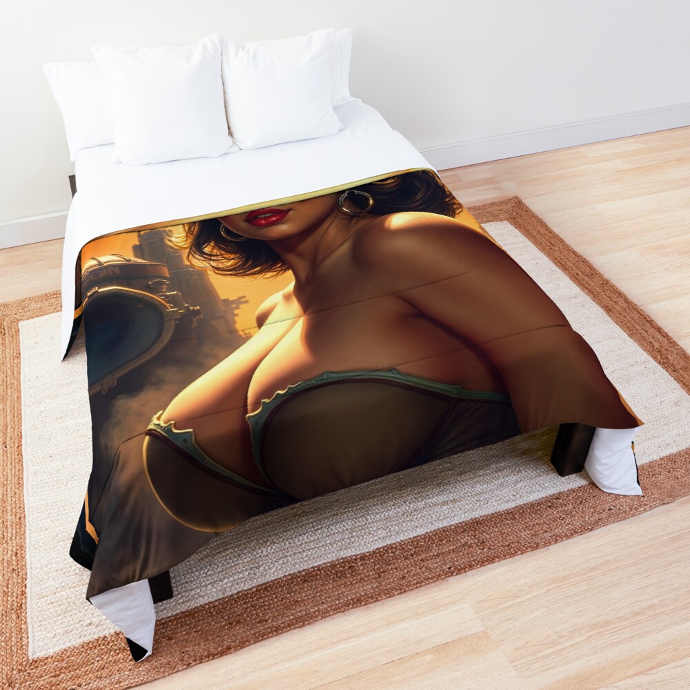 Timeless Golden Age Sci-Fi Glamour Portrait of Dahlia AI Concept Art by Xzendor7 | A Captivating Beauty 3 Timeless Golden Age Sci-Fi Glamour Portrait of Dahlia Mesmerizing AI Concept Art by Xzendor7 Decorative Art Print Comforter