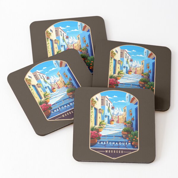 Item preview, Chefchaouen Morocco Retro Travel Poster Sticker T-Shirt 02 designed and sold by LocationInks.