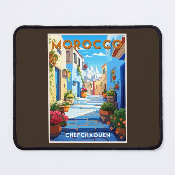 Item preview, Chefchaouen Morocco Retro Travel Poster Sticker T-Shirt 02 designed and sold by LocationInks.