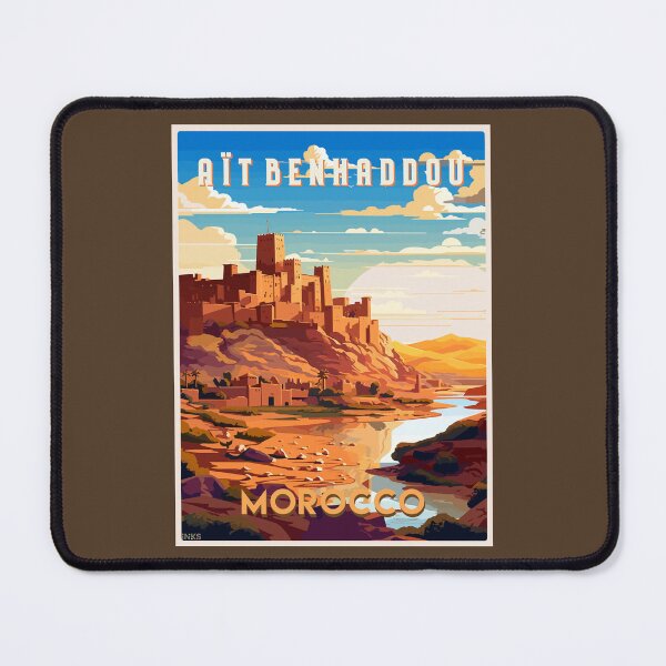 Item preview, Aït Benhaddou Morocco Ouarzazate Retro Travel Poster Sticker T-Shirt 01 designed and sold by LocationInks.