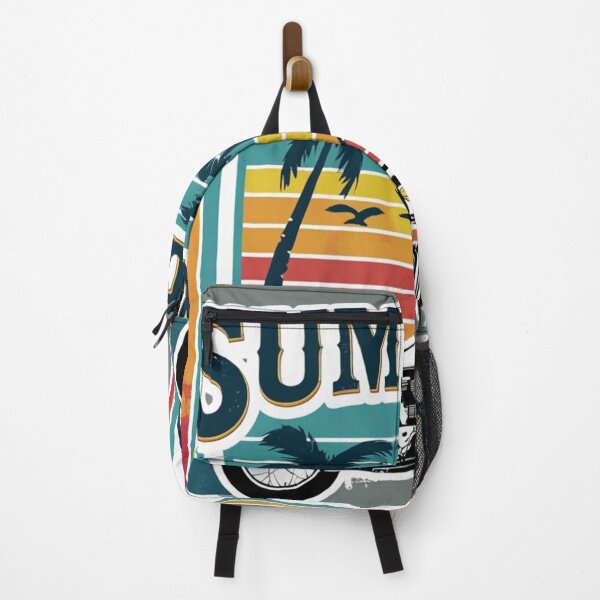 Item preview, Retro Summer Palm Tree and Motorcycle Sticker - Vintage Beach Vibes designed and sold by Kawaii Planet Studio.
