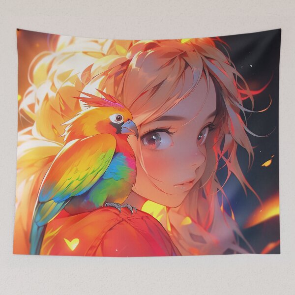 Item preview, Tropical Parrot and Anime Girl designed and sold by bubblegoth.