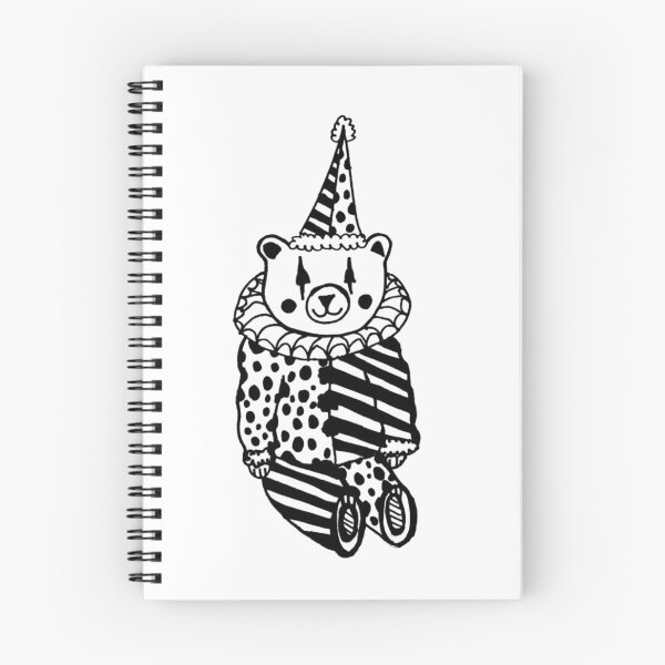 Item preview, Carnival Circus Clown Teddy Bear Greyscale Tattoo Style designed and sold by KayTurtless.