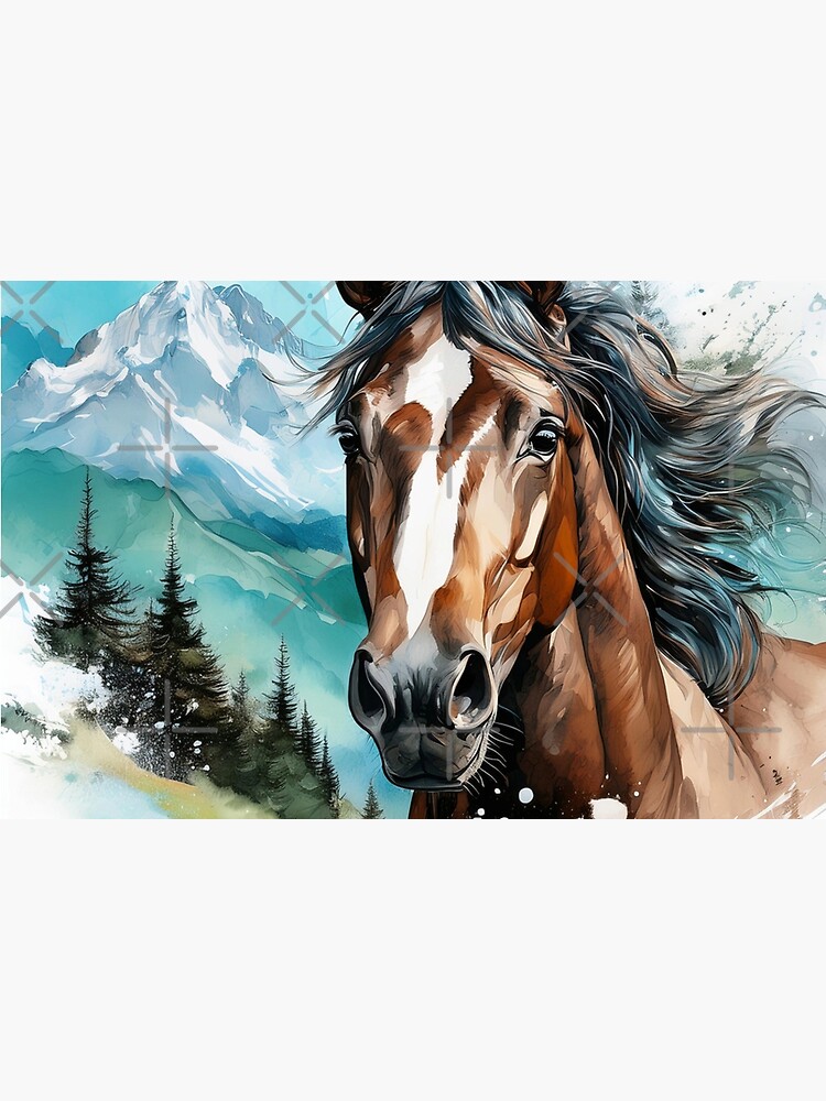Aperçu 2 sur 2. Housse d'ordinateur avec l'œuvre Destrier de montagne majestueux créée et vendue par ChippyChics.