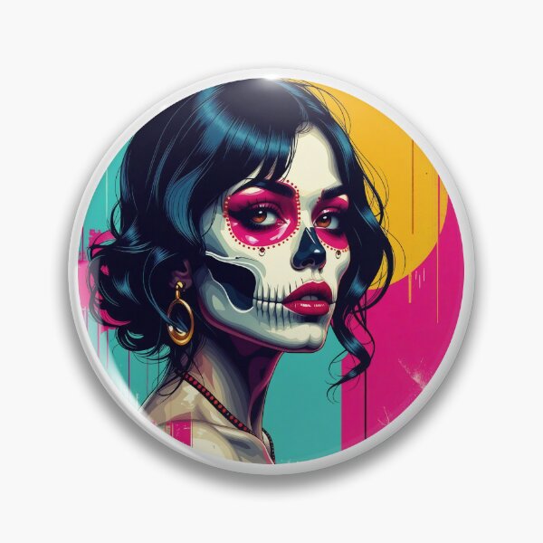 Item preview, 80s, pinup, glamor, pretty, woman, girl power, 80s skull, sugar skull, pretty skull, dia de los muertos, pretty dia de los muertos designed and sold by SavageLegion.