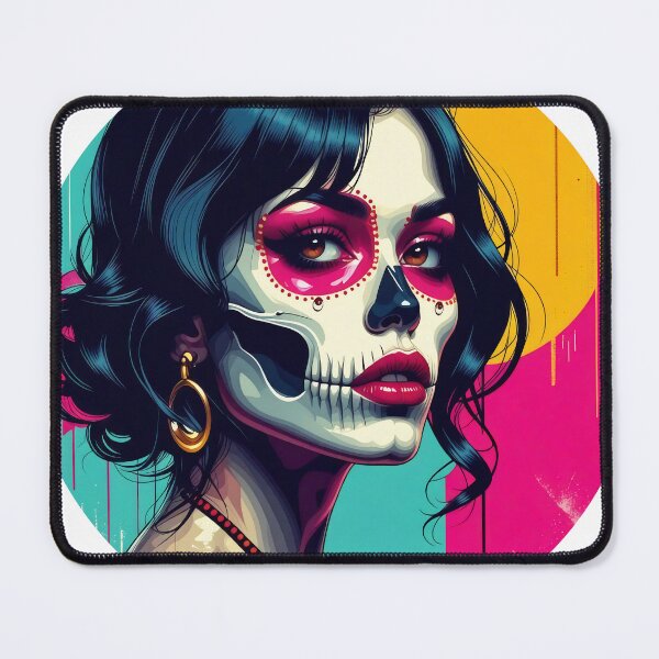 Item preview, 80s, pinup, glamor, pretty, woman, girl power, 80s skull, sugar skull, pretty skull, dia de los muertos, pretty dia de los muertos designed and sold by SavageLegion.