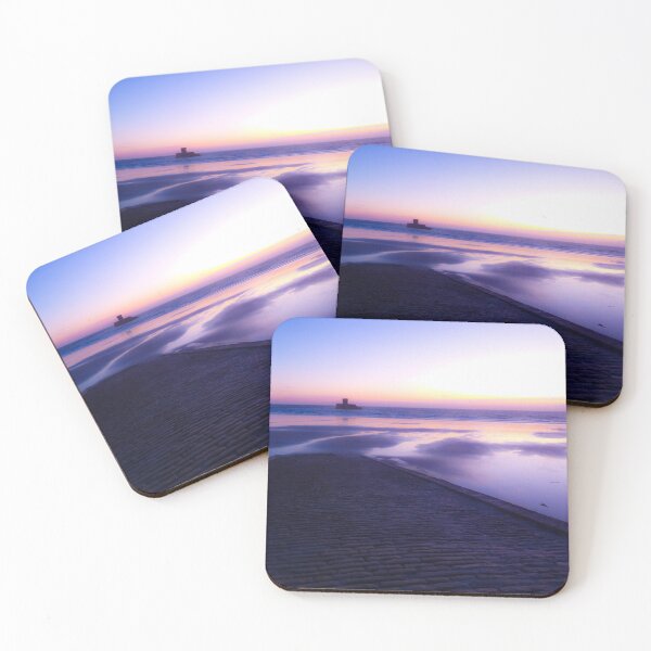 Item preview, Purple Sunset at La Rocco Tower, St. Ouen Jersey – Serene Coastal Landscape Art designed and sold by MajikFlower.