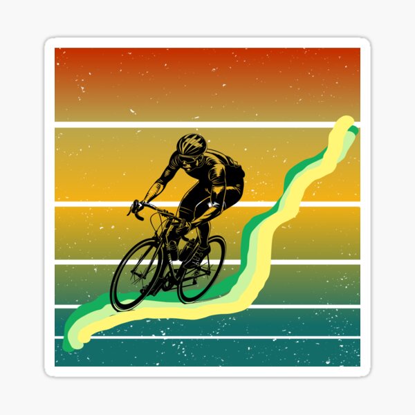 The cyclist against the backdrop of the setting sun Sticker