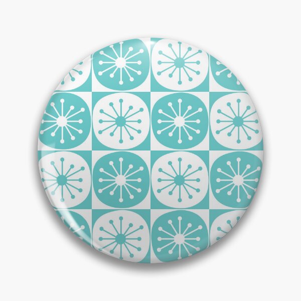 Item preview, Mid Century Modern Retro Checkered Atomic Dots Pattern in Medium Turquoise and White designed and sold by kierkegaard.