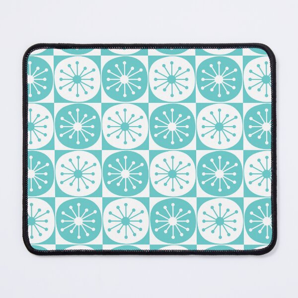 Item preview, Mid Century Modern Retro Checkered Atomic Dots Pattern in Medium Turquoise and White designed and sold by kierkegaard.