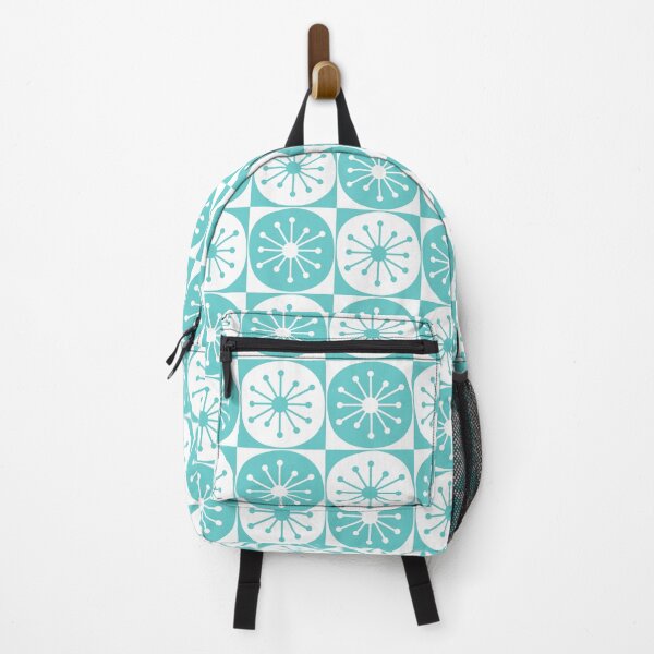 Item preview, Mid Century Modern Retro Checkered Atomic Dots Pattern in Medium Turquoise and White designed and sold by kierkegaard.