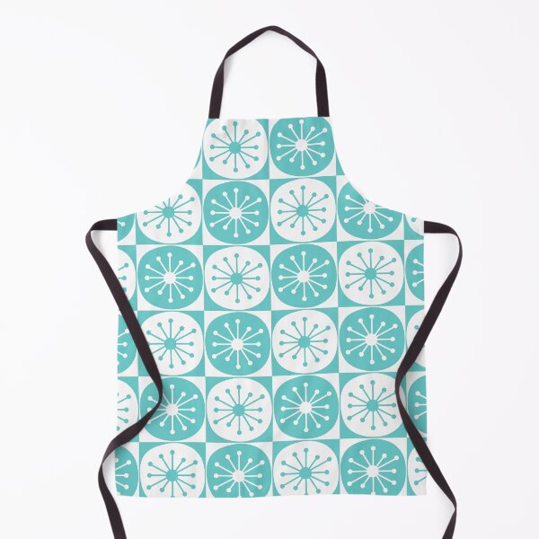 Item preview, Mid Century Modern Retro Checkered Atomic Dots Pattern in Medium Turquoise and White designed and sold by kierkegaard.
