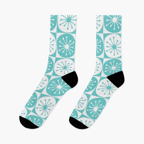 Item preview, Mid Century Modern Retro Checkered Atomic Dots Pattern in Medium Turquoise and White designed and sold by kierkegaard.