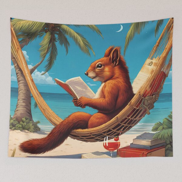 Item preview, Red Squirrel relaxing in a hammock designed and sold by Colin Bentham.