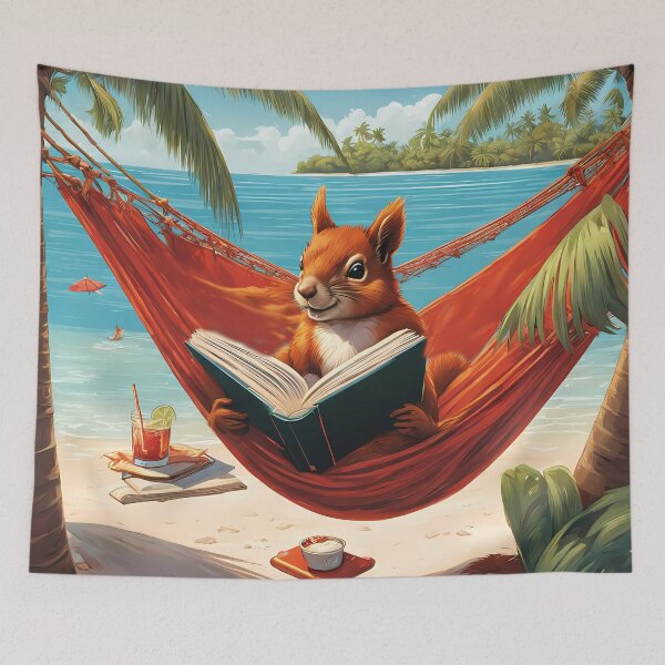 Item preview, Red Squirrel relaxing in a hammock designed and sold by Colin Bentham.