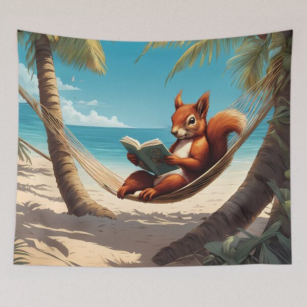 Item preview, Red Squirrel relaxing in a hammock designed and sold by Colin Bentham.