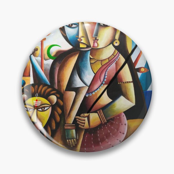 Item preview, Goddess Durga painting | Goddess Durga cubist style painting by kartick dutta designed and sold by KARTICK DUTTA.