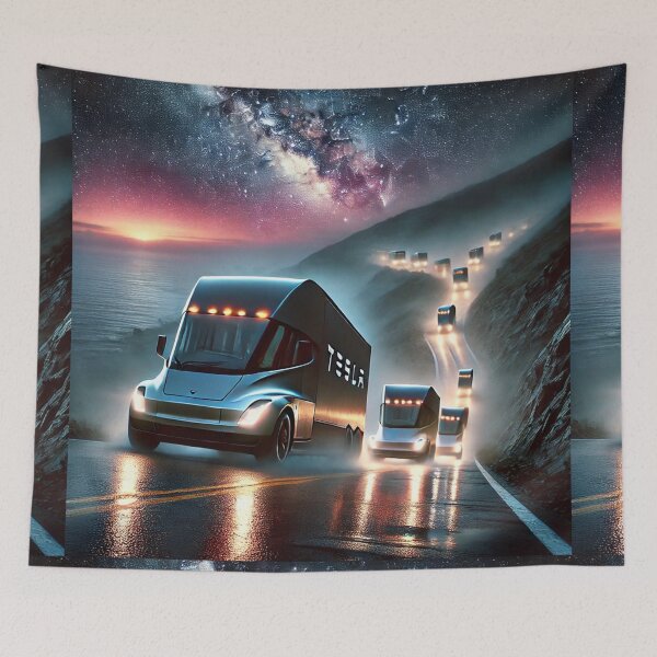 Item preview, Meta2Physical Electric Convoy: Futuristic Trucks on the Coastal Horizon designed and sold by Meta2Physical.