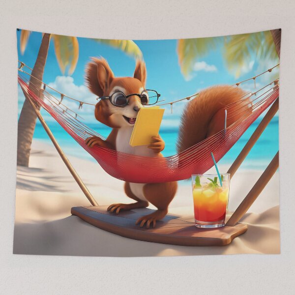 Item preview, Red Squirrel relaxing in a hammock designed and sold by Colin Bentham.