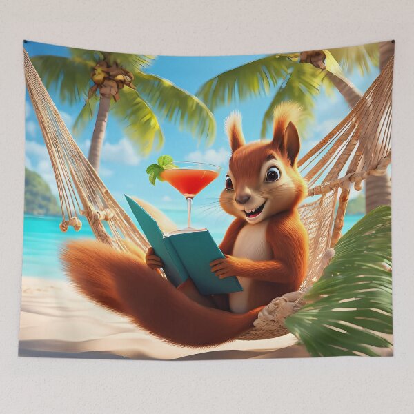 Item preview, Red Squirrel relaxing in a hammock designed and sold by Colin Bentham.