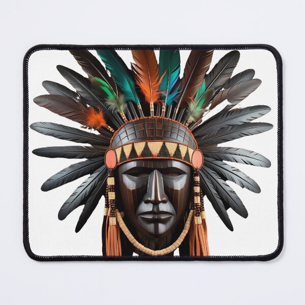 Item preview, Traditional Native American Tribal Mask with Feathers and Beads designed and sold by LoliDesignShop.