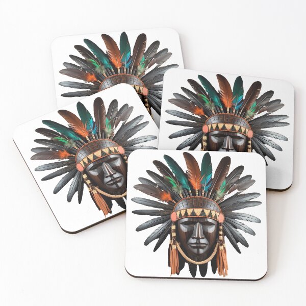 Item preview, Traditional Native American Tribal Mask with Feathers and Beads designed and sold by LoliDesignShop.