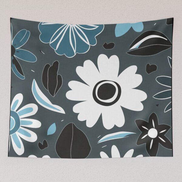 Item preview, Ocean Breeze Floral Doodle Pattern – Refreshing Blooms in Aquatic Hues designed and sold by WildStroke.